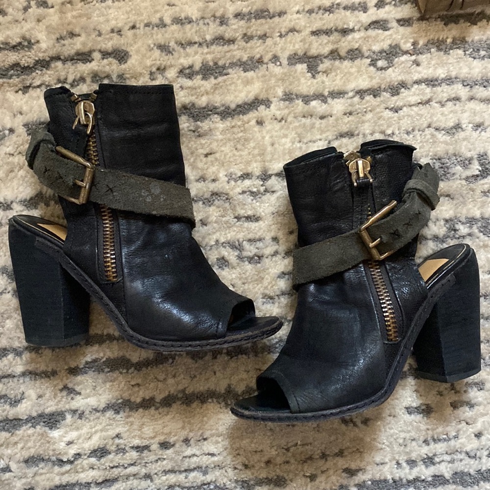 Dolce Vita Leather Peep Toe Booties